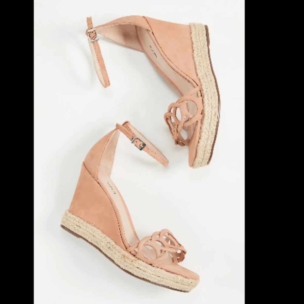 Schutz Keira In Toasted Nut Fashion Espadrille Wedge Ankle Strap Sandals size 10